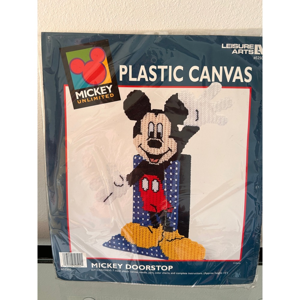 Leisure Arts Mickey Mouse Plastic Canvas Doorstop Kit 52502 Disney Vintage NOS